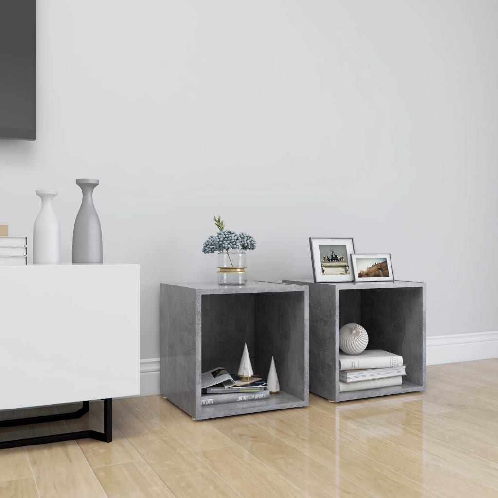 TV Cabinets 2 Pieces Concrete Grey 37x35x37 cm Engineered Wood - Direct Imports
