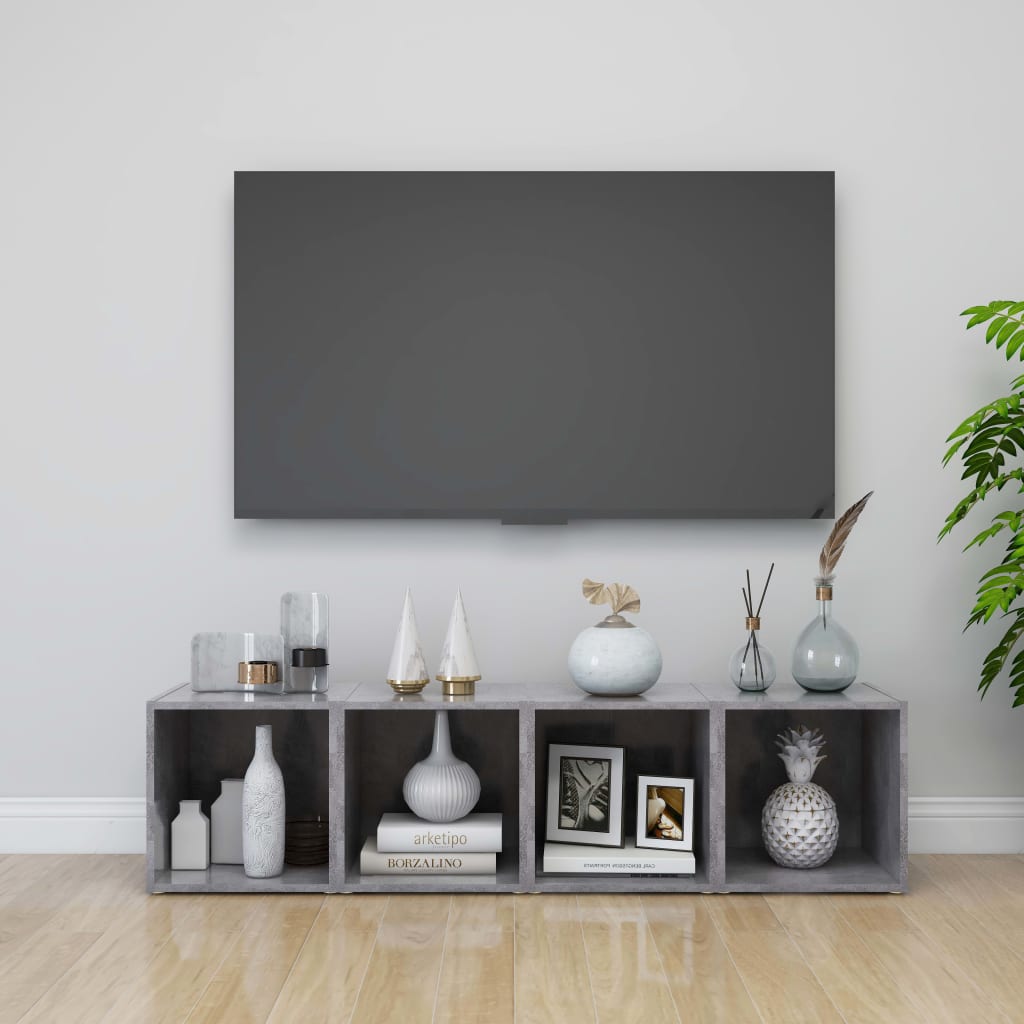 TV Cabinets 4 pcs Concrete Grey 37x35x37 cm Engineered Wood - Discount Dealers