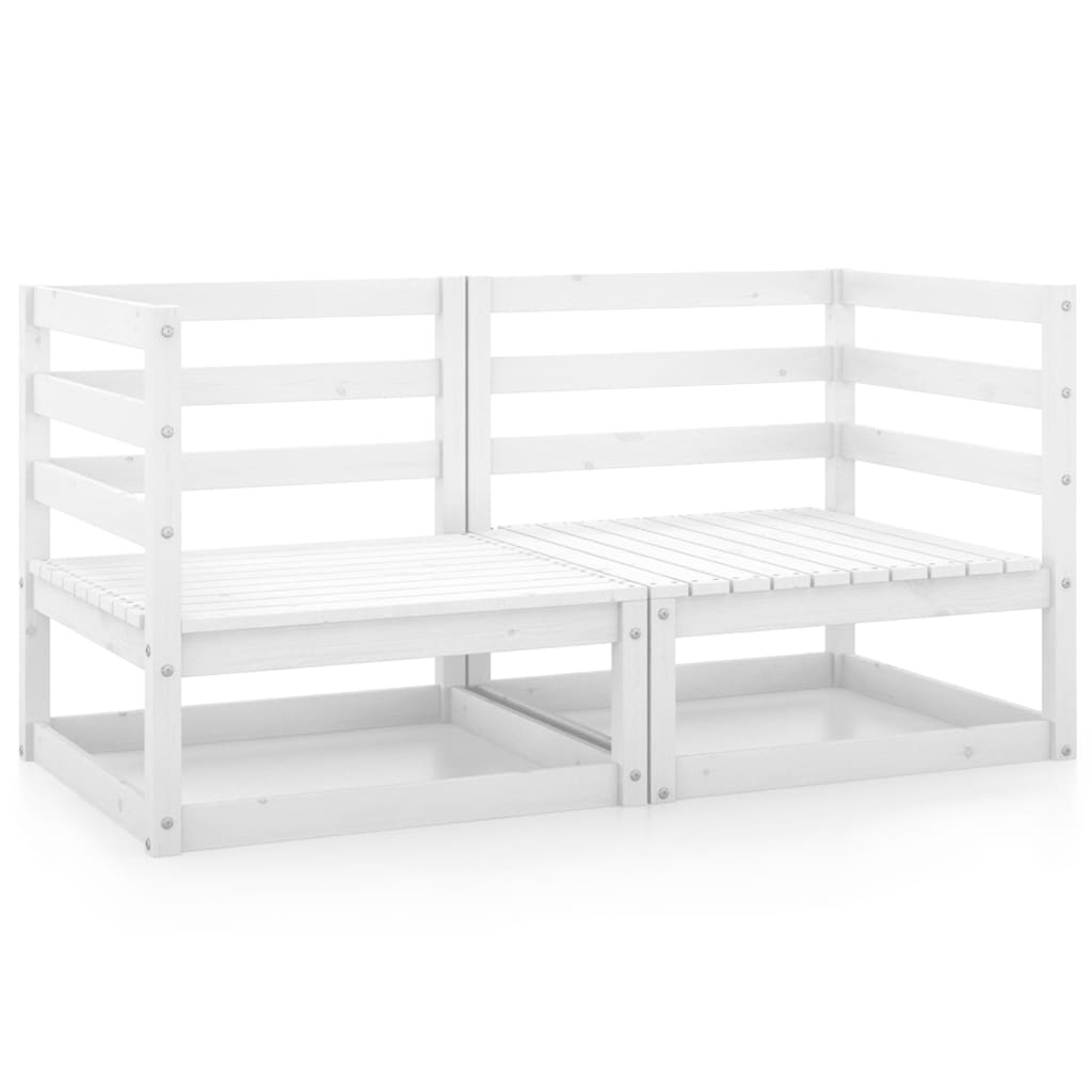 Garden Corner Sofas 2 pcs White Solid Wood Pine - Direct Imports