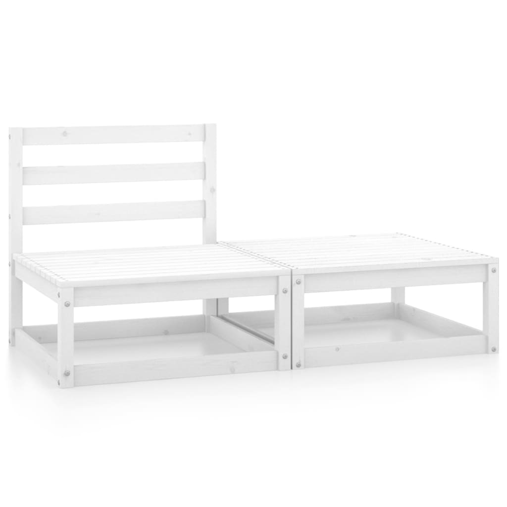 2 Piece Garden Lounge Set White Solid Pinewood - Discount Dealers