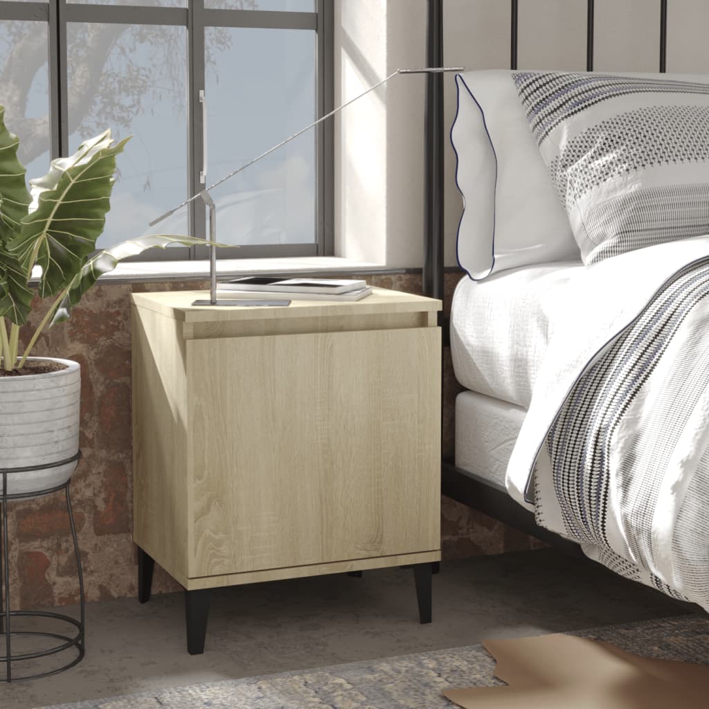 Bed Cabinet with Metal Legs Sonoma Oak 40x30x50 cm - Casper Homes