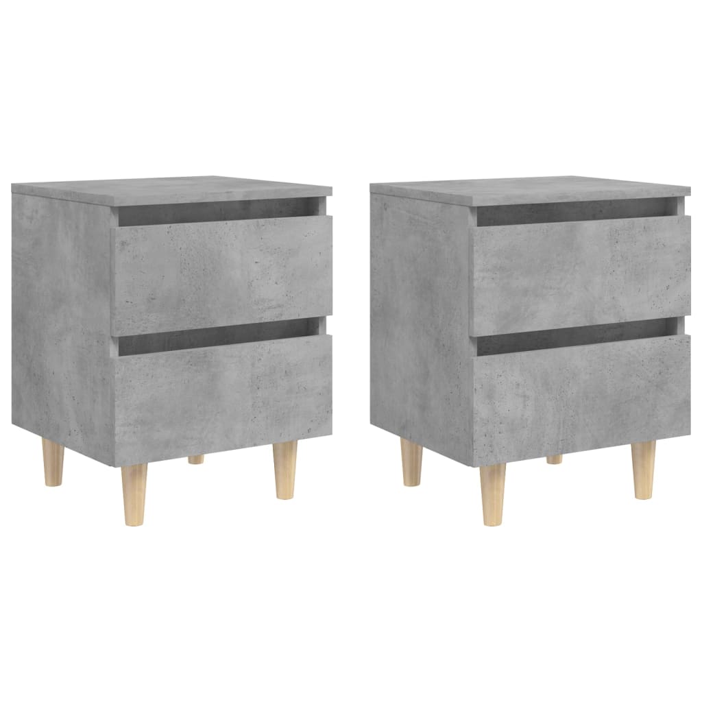 Bedside Table - QUESNEL 2 Piece Nightstand Concrete Grey 40cm - Casper Homes