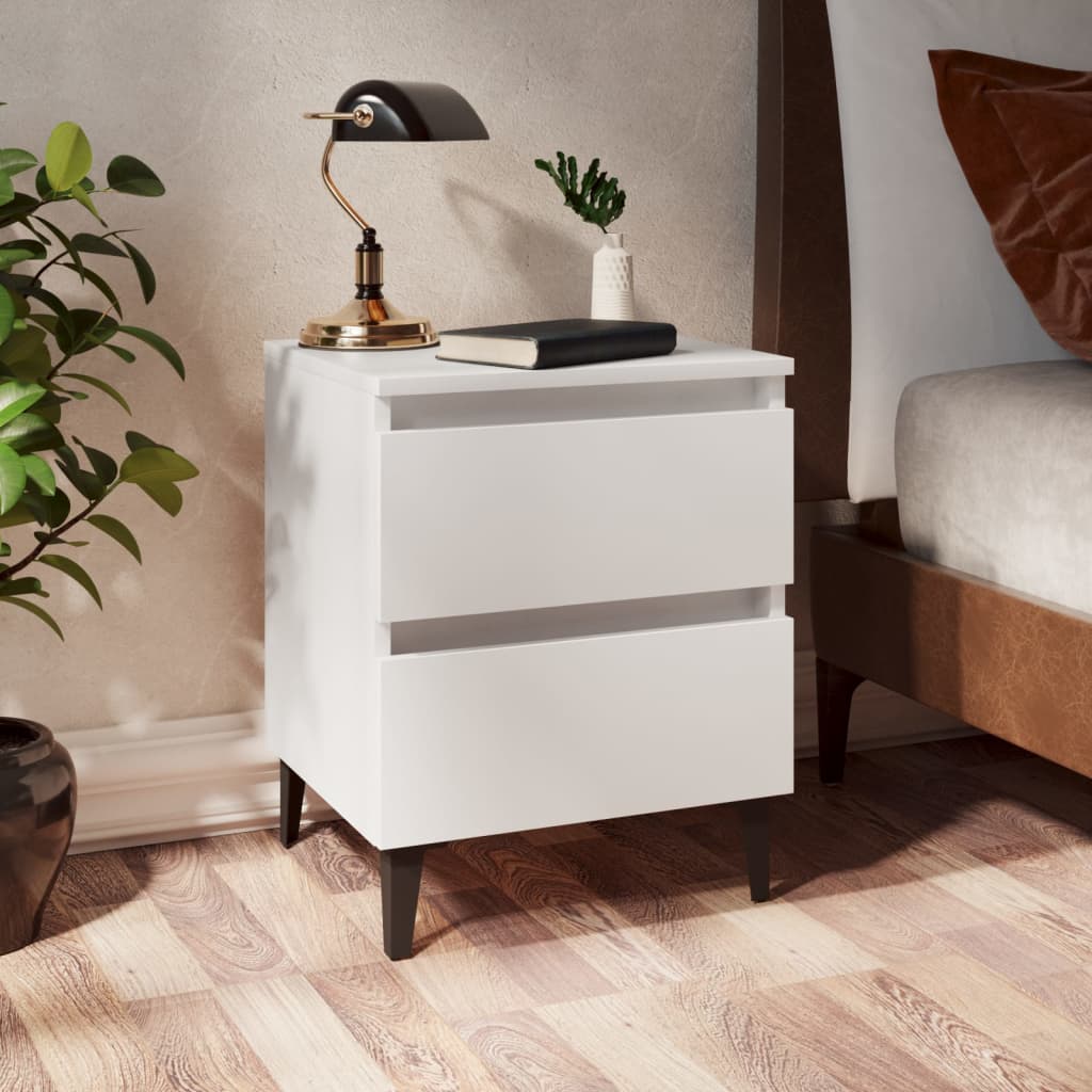 Bed Cabinet White 40x35x50 cm Engineered Wood - Charlotte Dunes