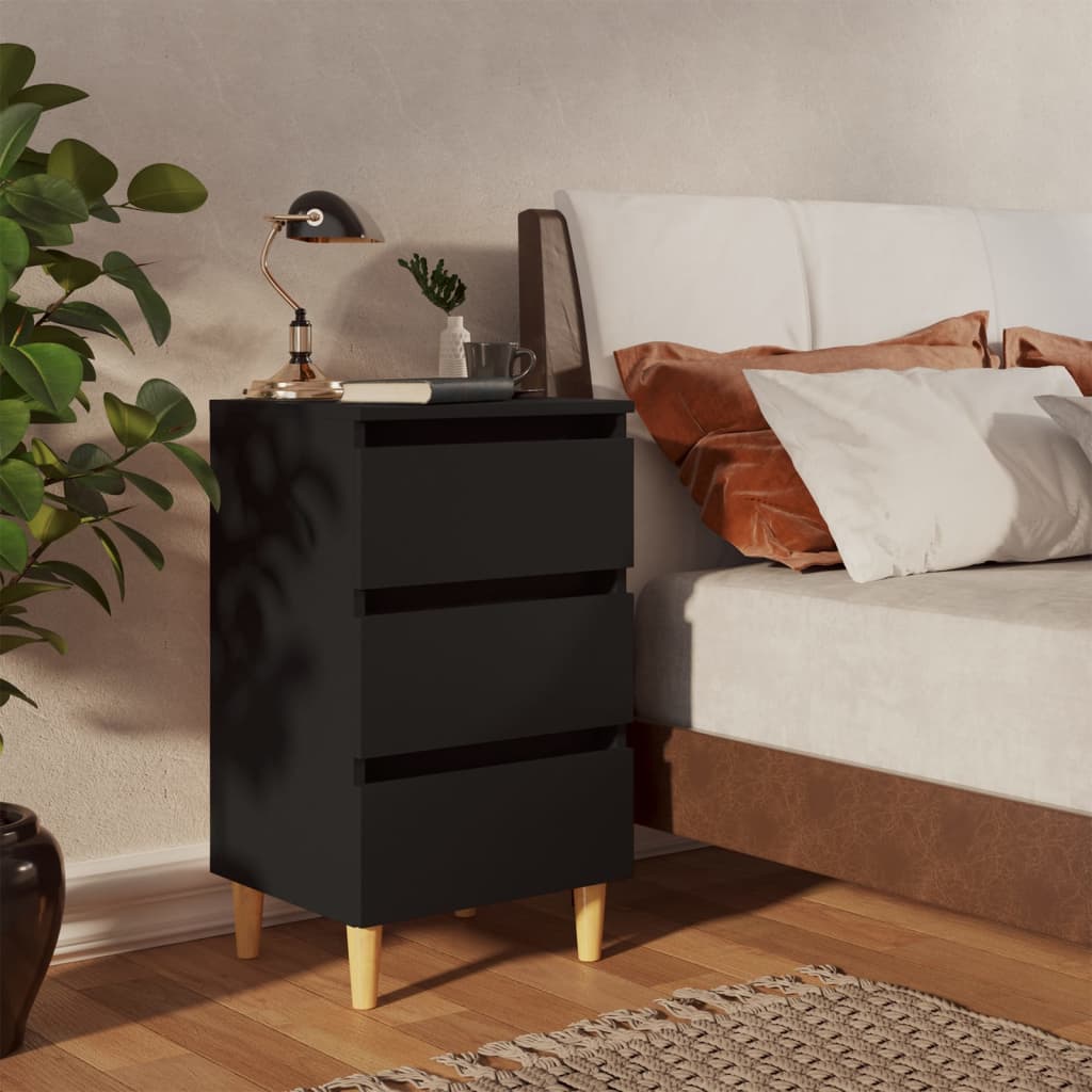 Bedside Table - MORRIS Nightstand Black 40cm - Direct Imports
