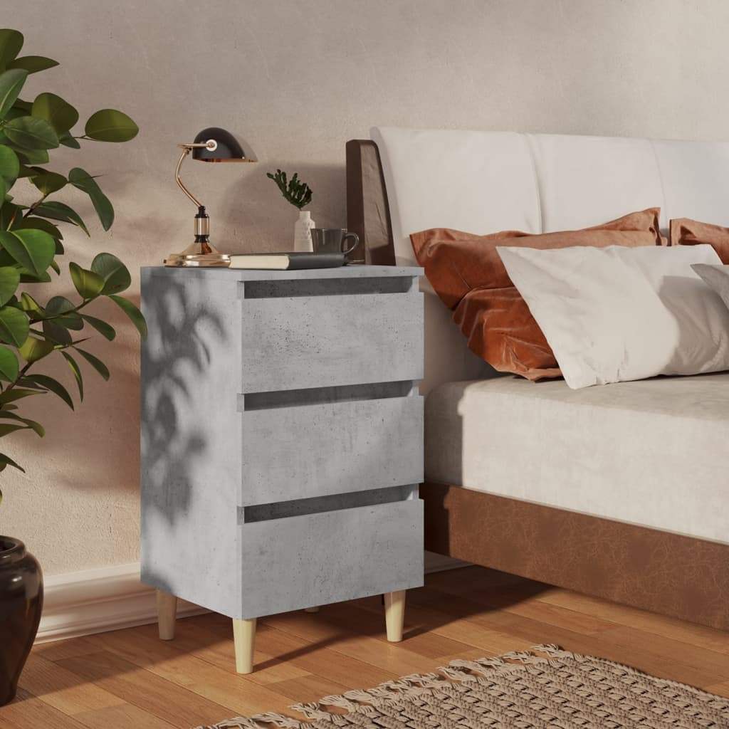 Bedside Table - MORRIS 2 Piece Nightstand Concrete Grey 40cm - Direct Imports