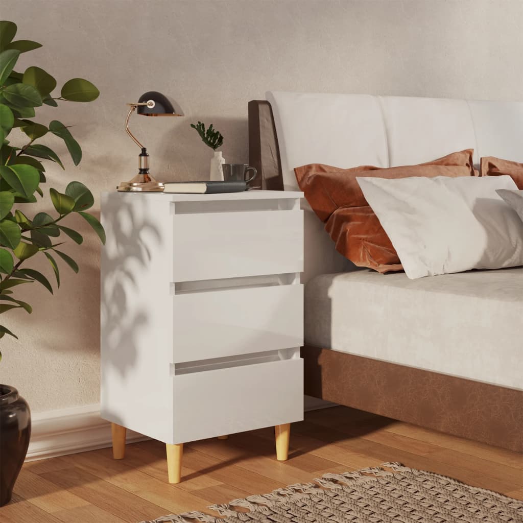 Bedside Table - MORRIS Nightstand High Gloss White 40cm - Tyrell & Tyrell