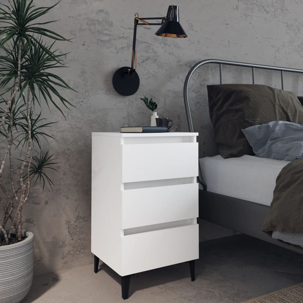 Bedside Table - MORGAN Nightstand White 40cm - R and M Furniture