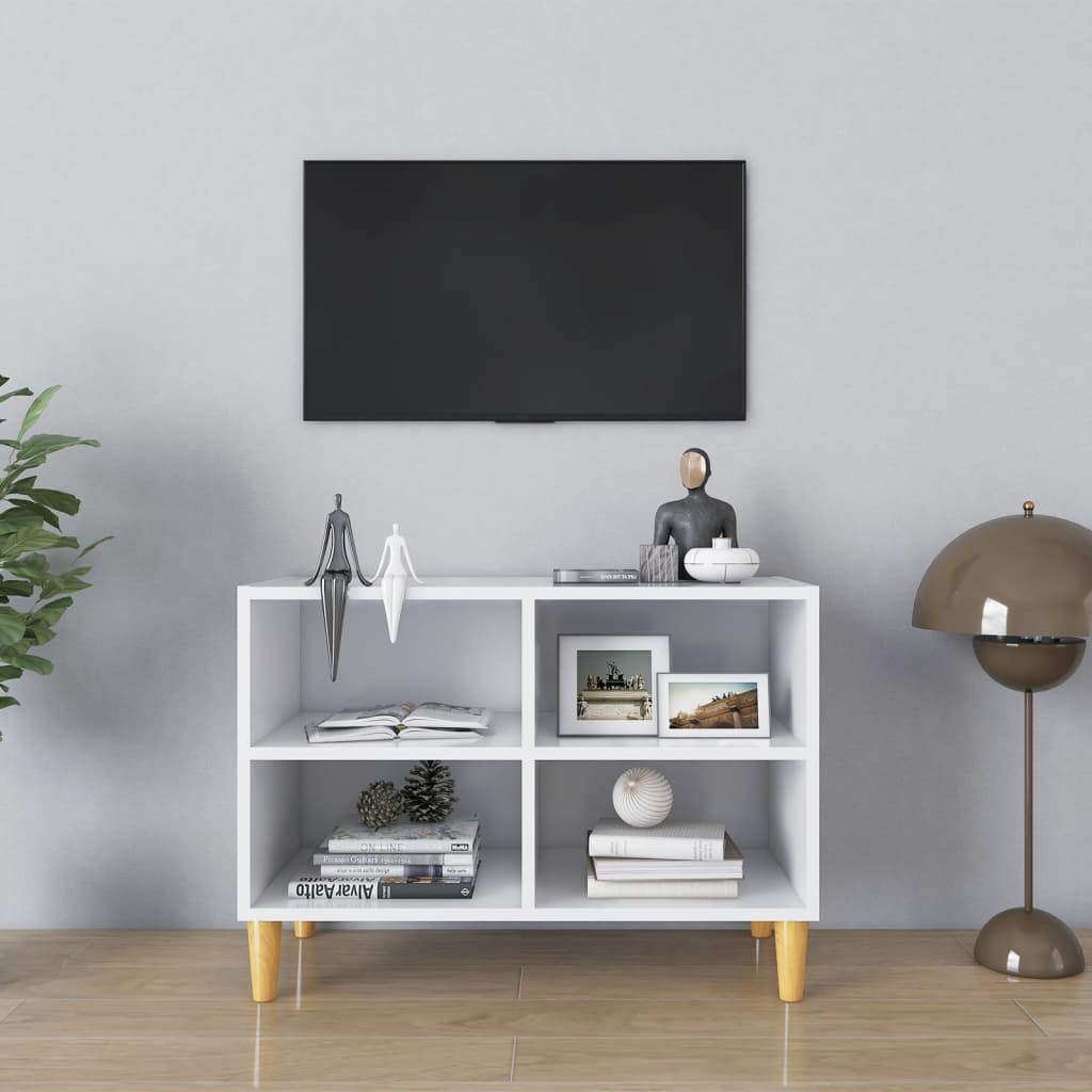 TV Cabinet with Solid Wood Legs White 69.5x30x50 cm - Sid & Sam