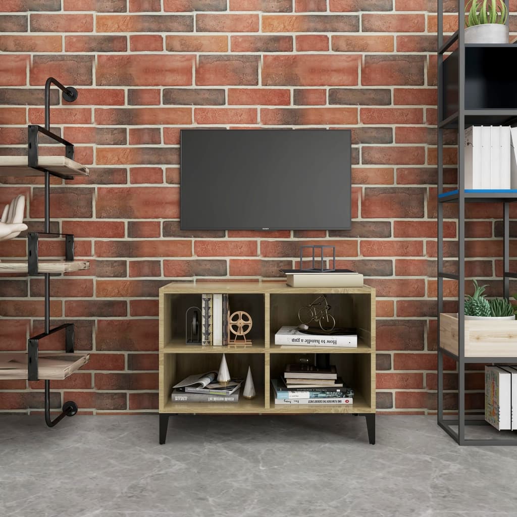 TV Cabinet with Metal Legs Sonoma Oak 69.5x30x50 cm - Sid & Sam