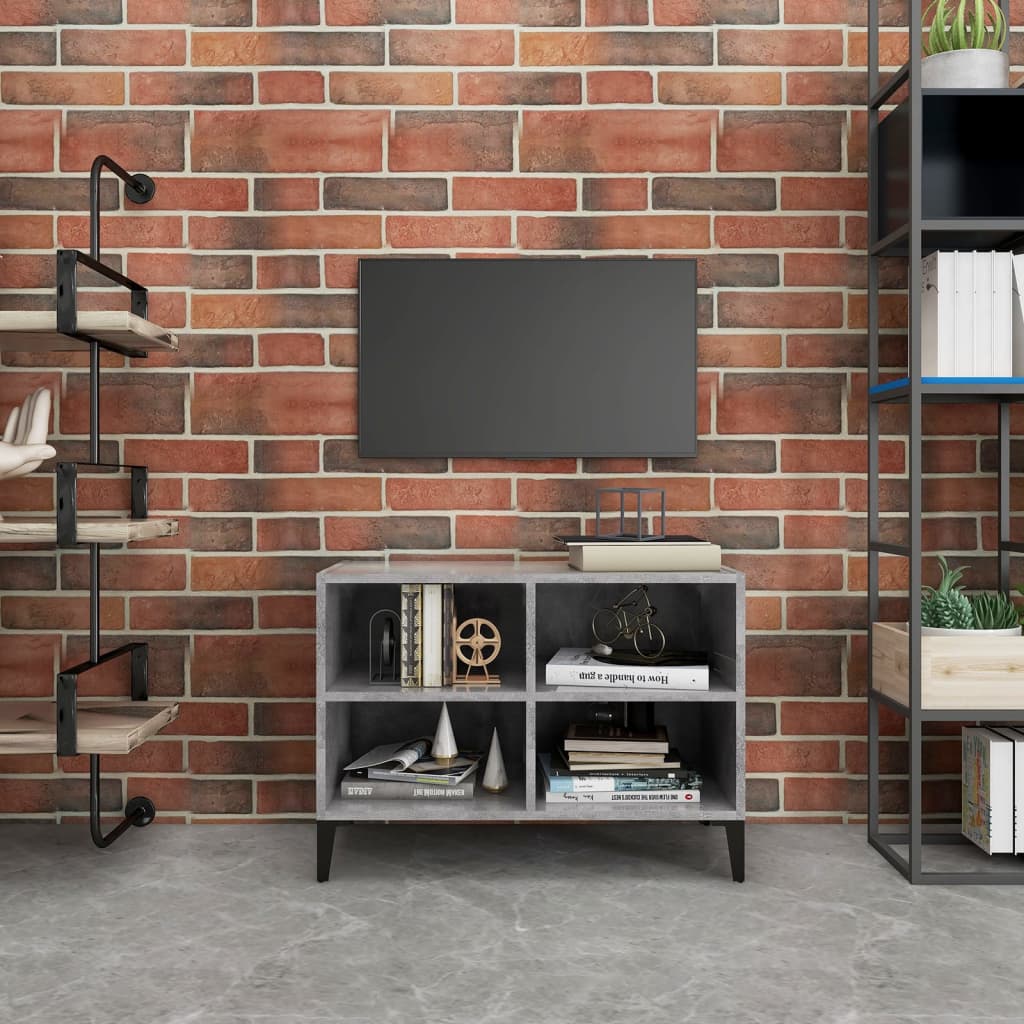 TV Cabinet with Metal Legs Concrete Grey 69.5x30x50 cm - Design Hut