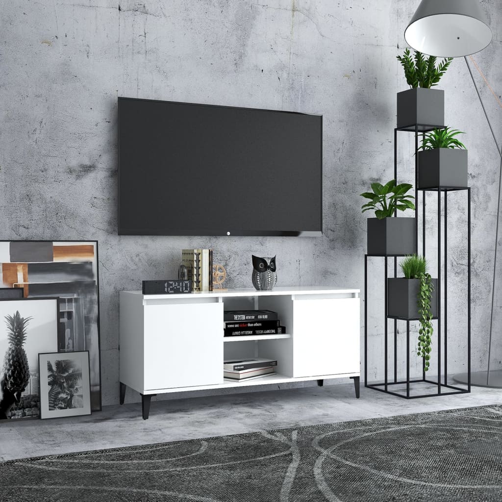 TV Cabinet with Metal Legs White 103.5x35x50 cm - Sid & Sam