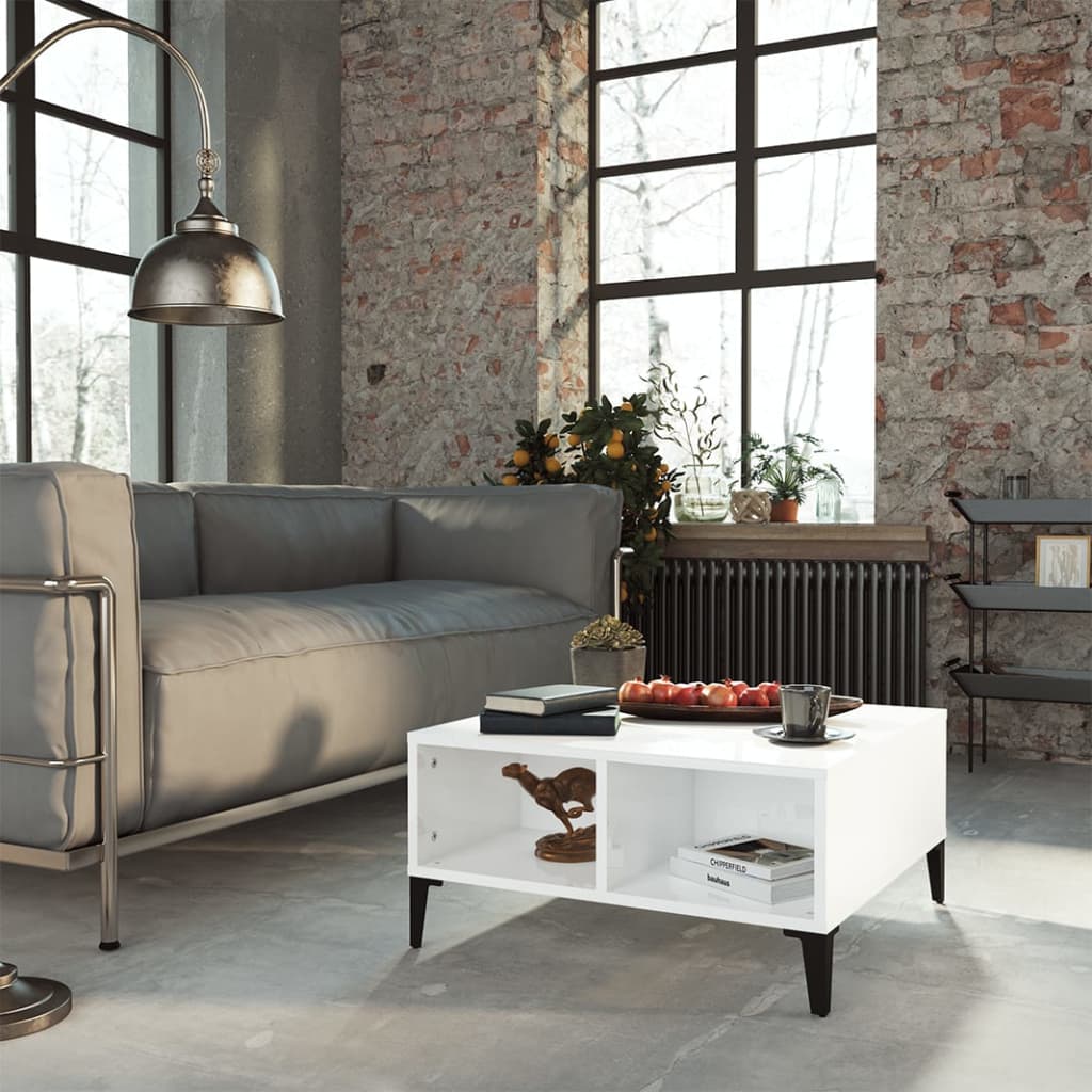 Coffee Table High Gloss White 60x60x30 cm Engineered Wood - Design Hut
