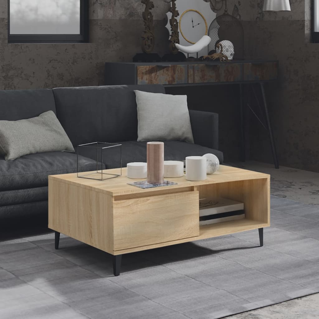Coffee Table Sonoma Oak 90x60x35 cm Engineered Wood - Decor Base