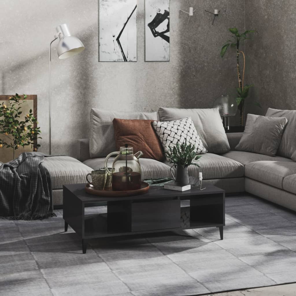 Coffee Table High Gloss Grey 103.5x60x35 cm Engineered Wood - Tyrell & Tyrell