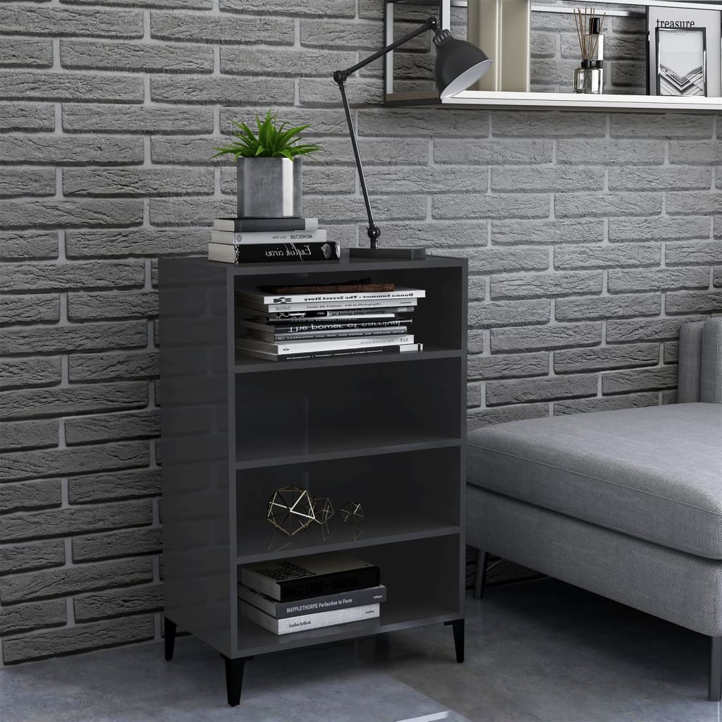 Sideboard High Gloss Grey 57x35x90 cm Engineered Wood - Millennium Furniture