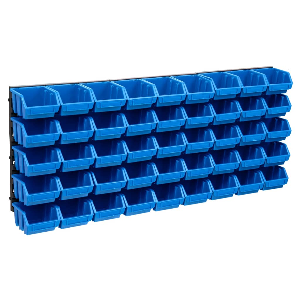 48 Piece Storage Bin Kit with Wall Panels Blue and Black - Tyrell & Tyrell