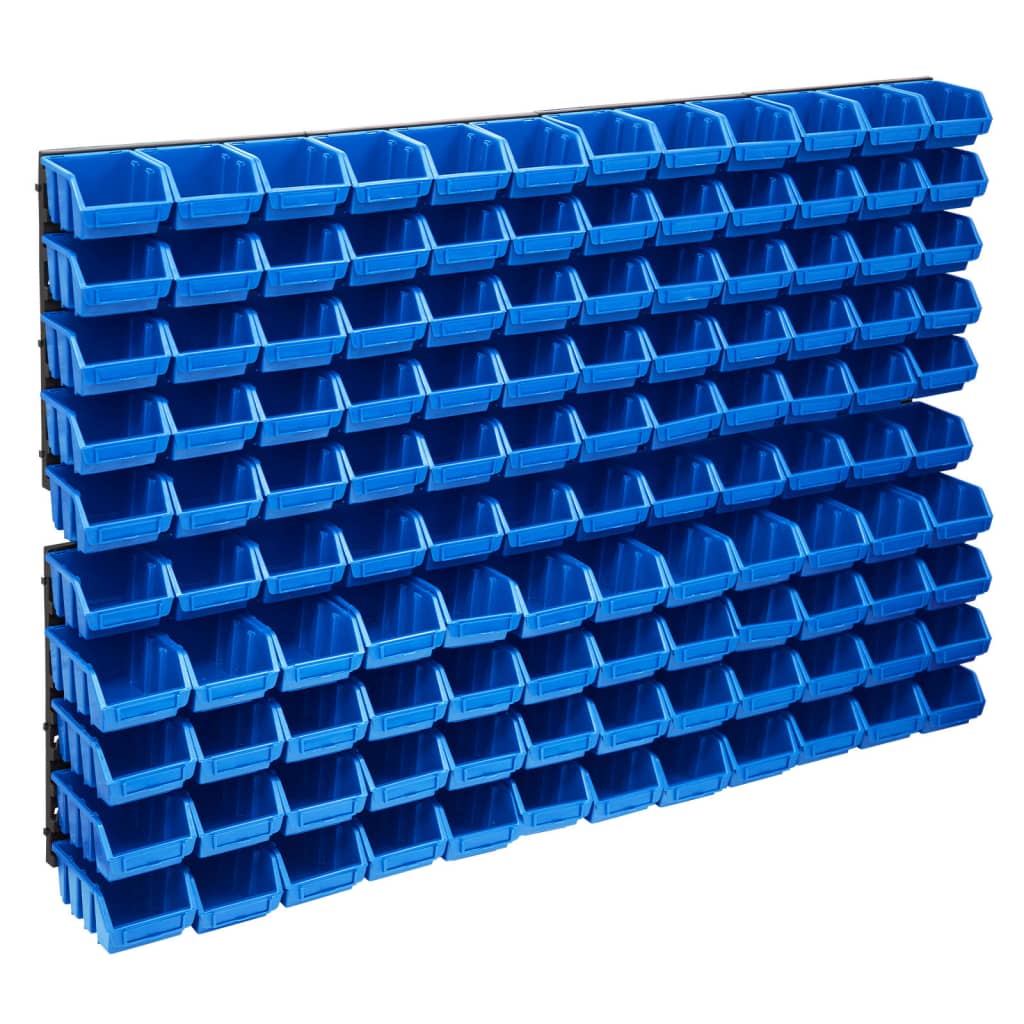 128 Piece Storage Bin Kit with Wall Panels Blue and Black - Millennium Furniture