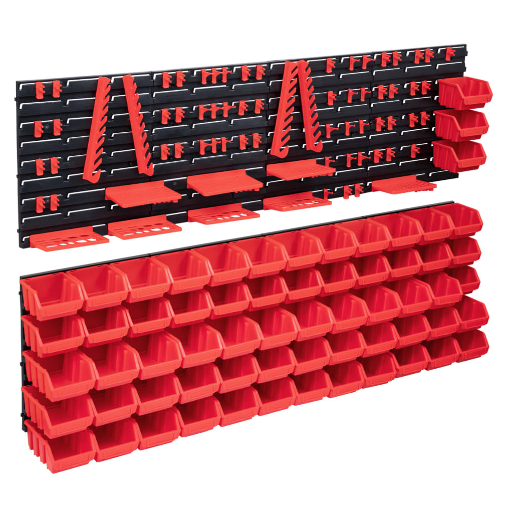 141 Piece Storage Bin Kit with Wall Panels Red and Black - Discount Dealers