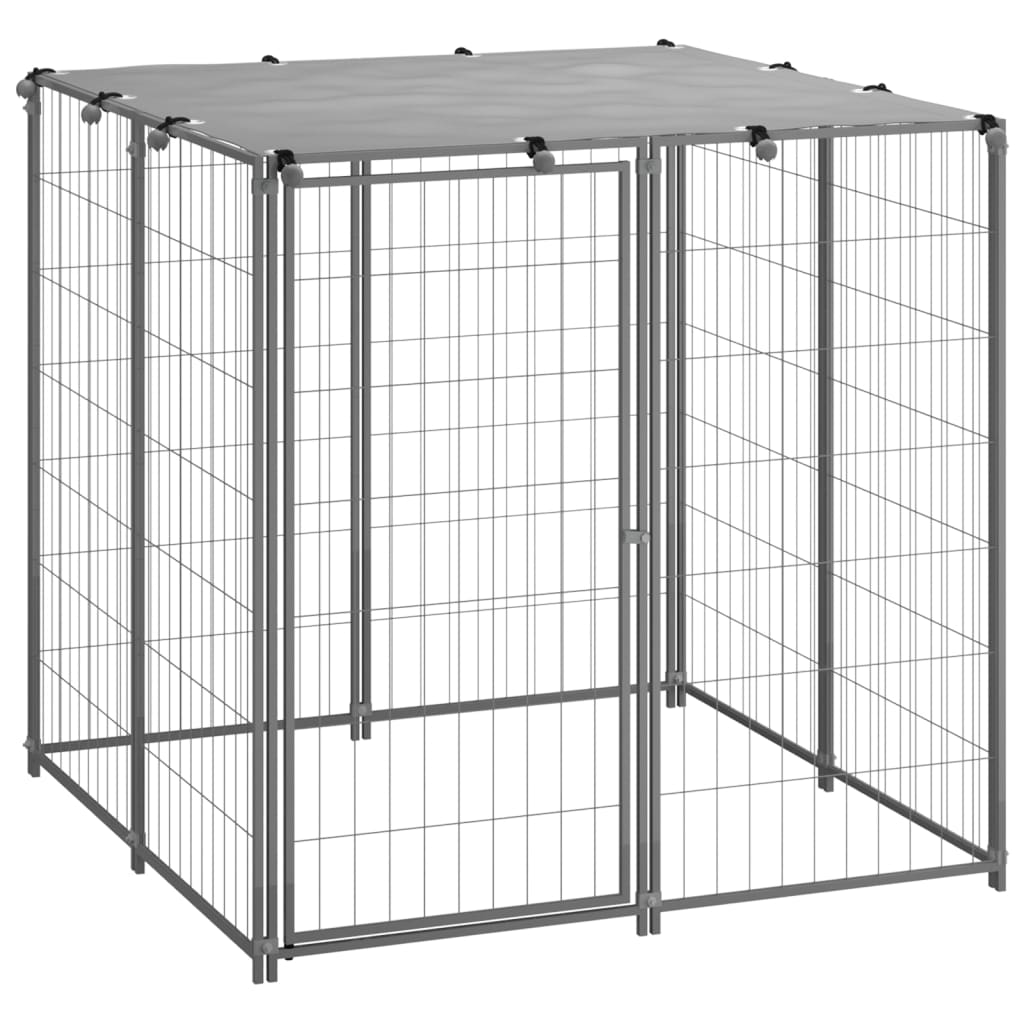 Dog Kennel Silver 110x110x110 cm Steel - Direct Imports