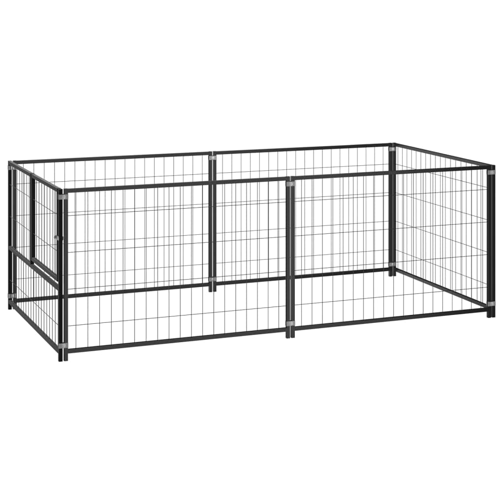 Dog Kennel Black 200x100x70 cm Steel - Discount Dealers