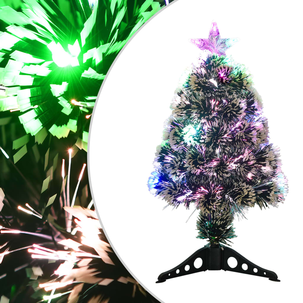 HOLWIN Pre-lit Christmas Tree Green and White 64 cm Fibre Optic - Merlin Deals