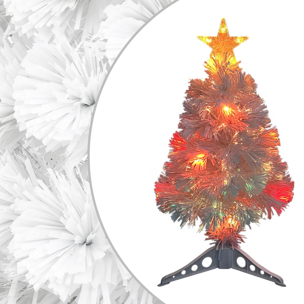 HOLWIN Artificial Pre-lit Christmas Tree White 64 cm Fibre Optic - R and M Furniture
