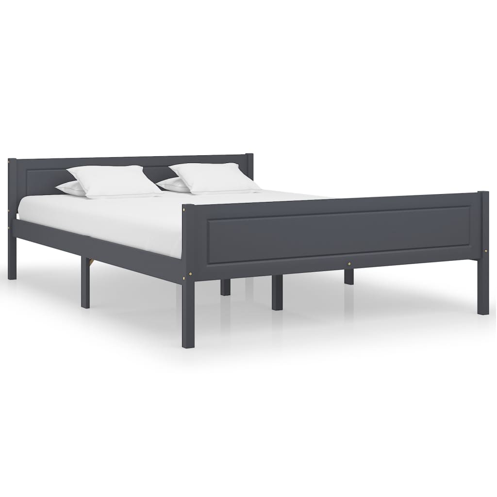 Bed Frame Solid Pinewood Grey 160x200 cm - Brittle & Co