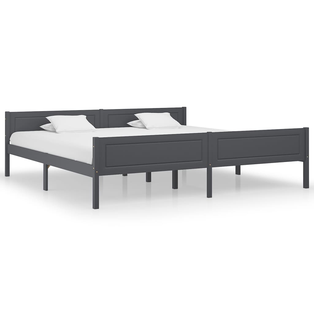 Bed Frame Solid Pinewood Grey 200x200 cm - Discount Dealers