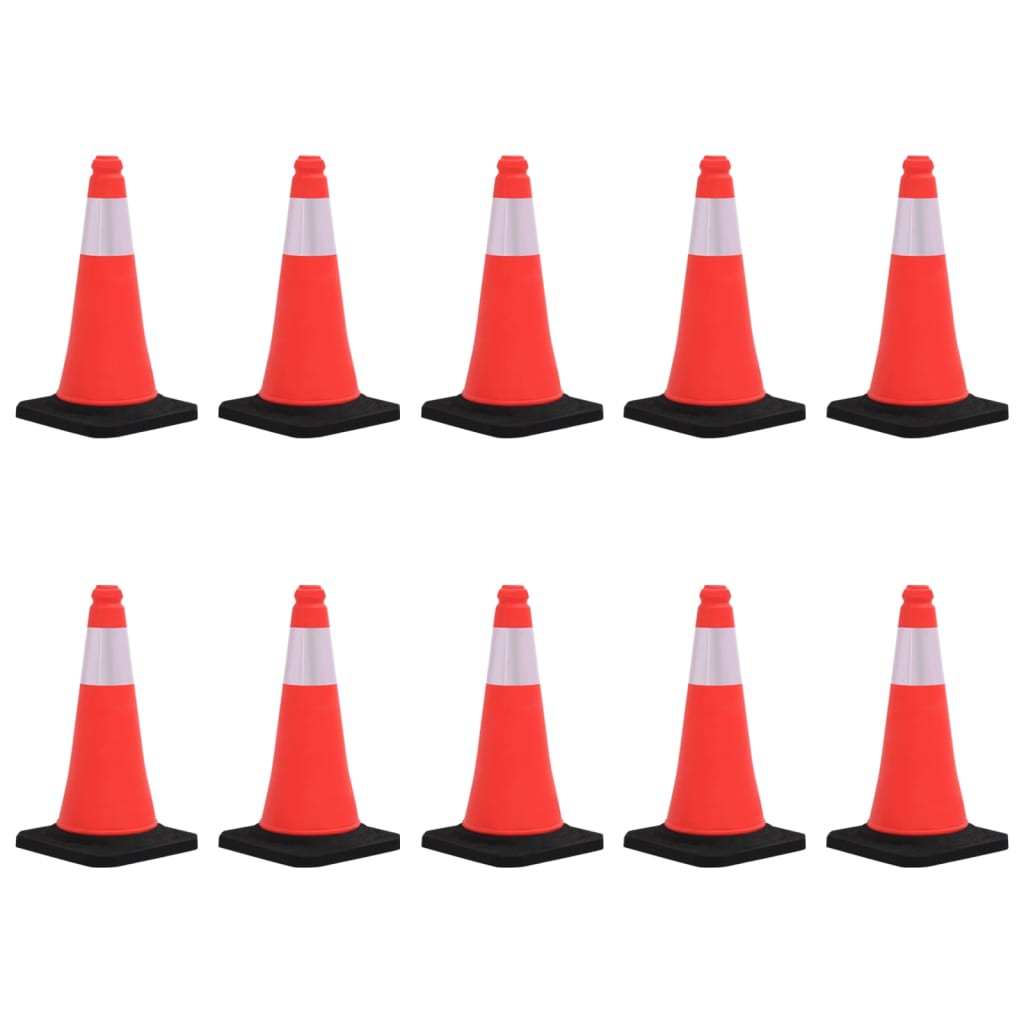Reflective Traffic Cones with Heavy Bases 10 pcs 50 cm - Decor Base