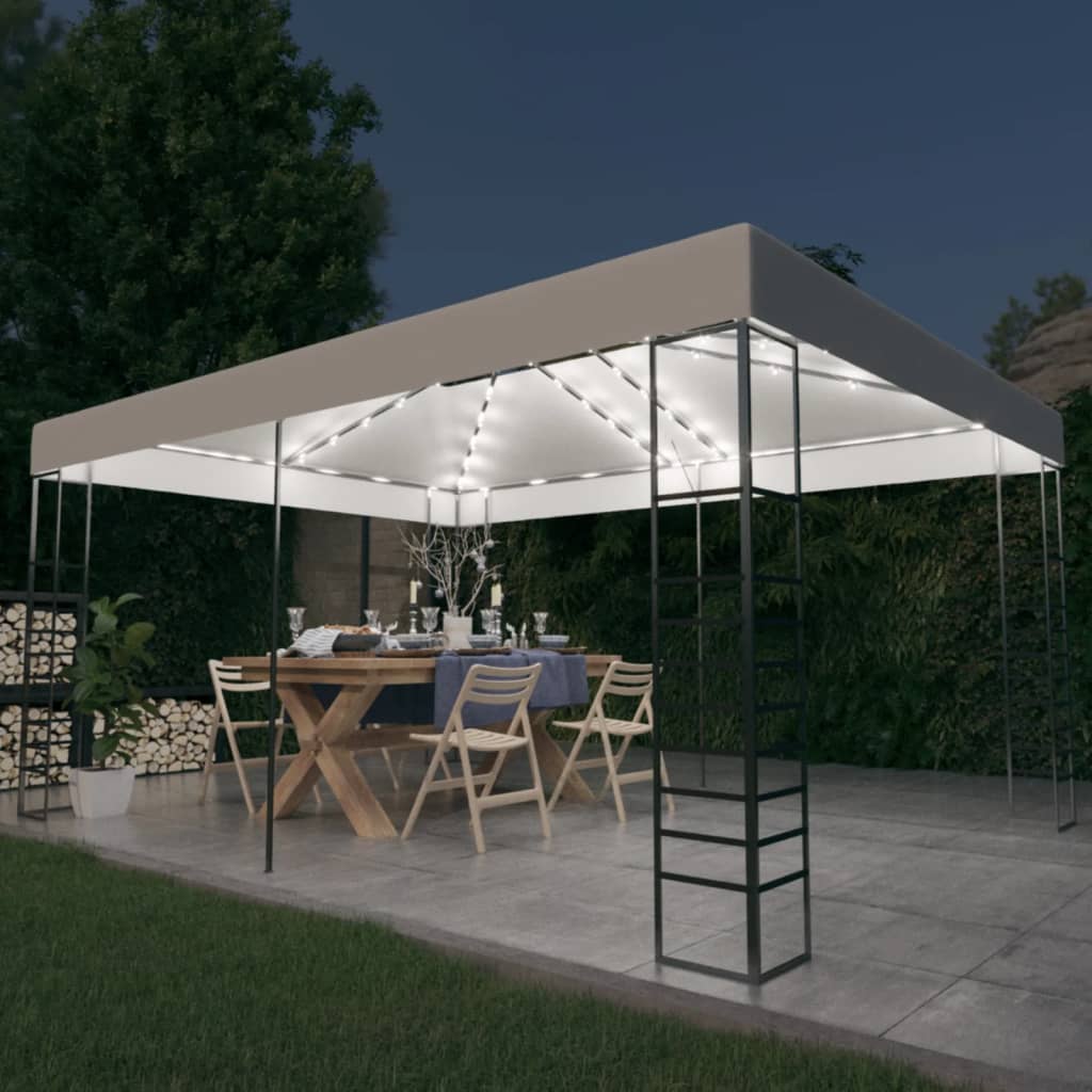 Gazebo with LED String Lights 4x3x2.7 m White - Sid & Sam