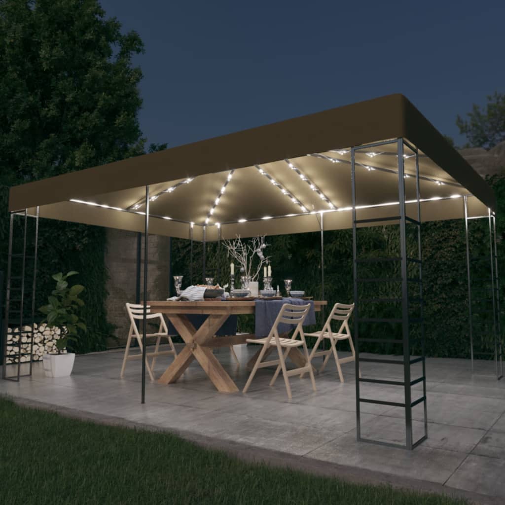 Gazebo with LED String Lights 3x4 m Taupe - Style and Chic