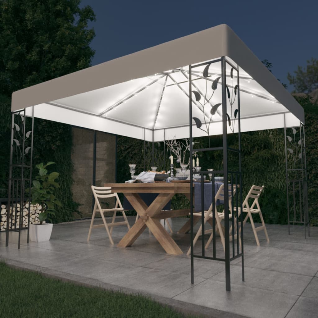 Gazebo with LED String Lights 3x3 m White - Merlin Deals