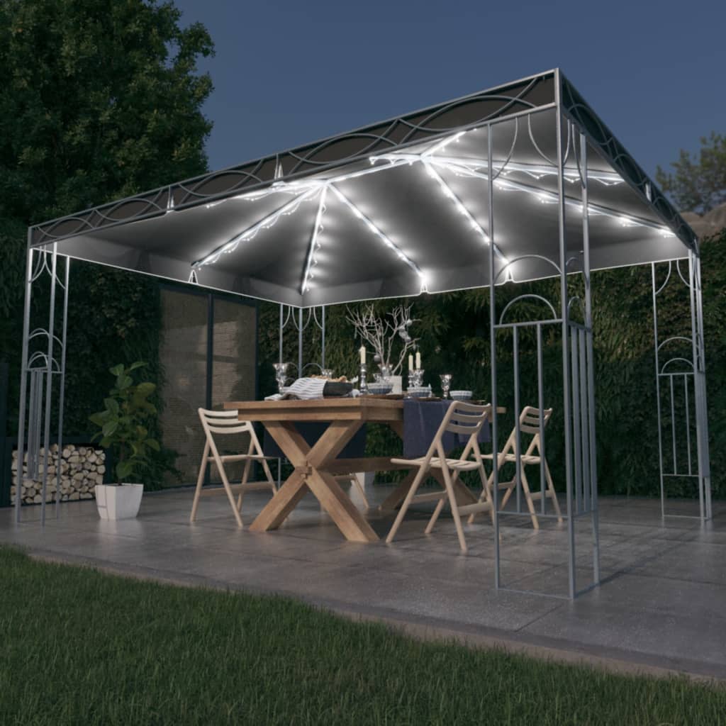 Gazebo with LED String Lights 400x300 cm Anthracite - Discount Dealers