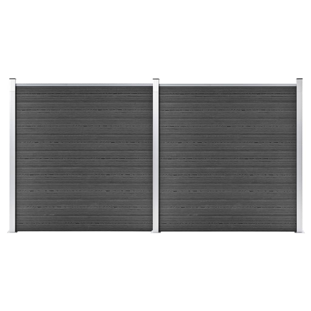 Fence Panel Set WPC 353x186 cm Black - Sid & Sam