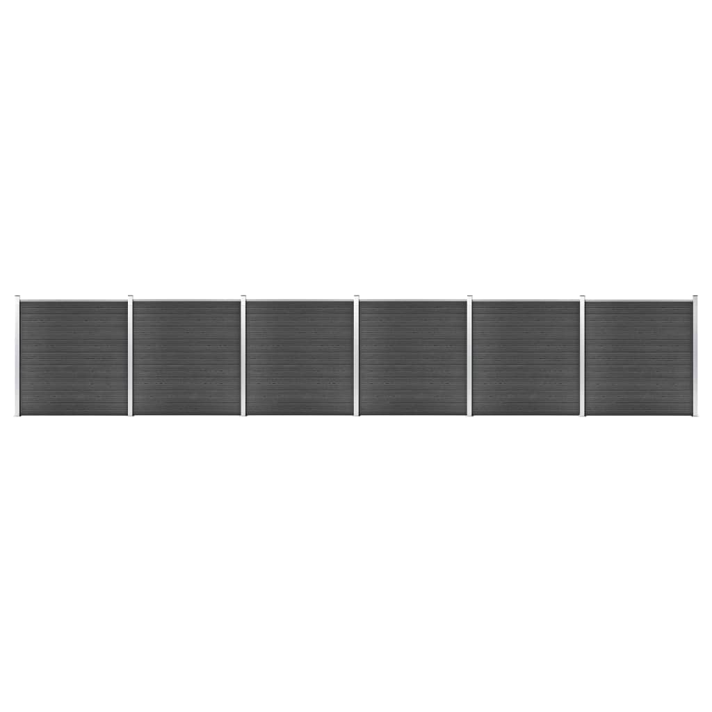 Fence Panel Set WPC 1045x186 cm Black - Direct Imports