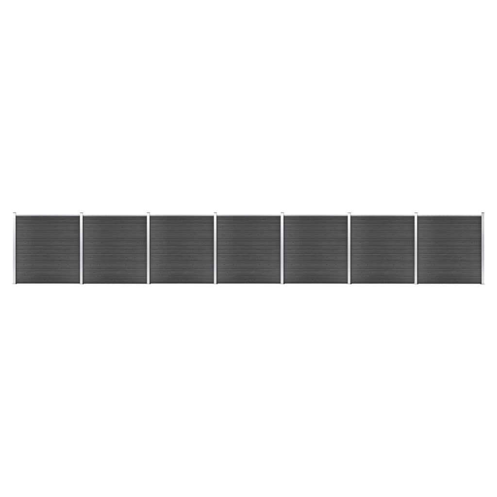 Fence Panel Set WPC 1218x186 cm Black - Merkel Designers