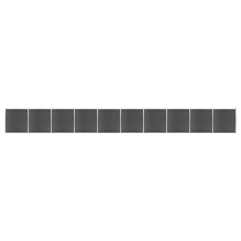 Fence Panel Set WPC 1737x186 cm Black - Brittle & Co