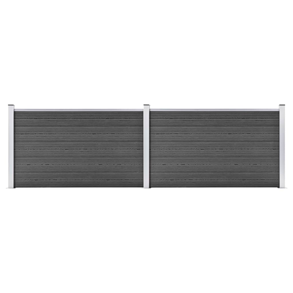 Fence Panel Set WPC 353x105 cm Black - Style and Chic