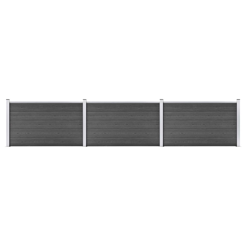 Fence Panel Set WPC 526x105 cm Black - Merkel Designers
