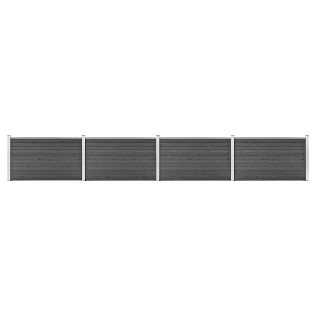Fence Panel Set WPC 699x105 cm Black - Brittle & Co