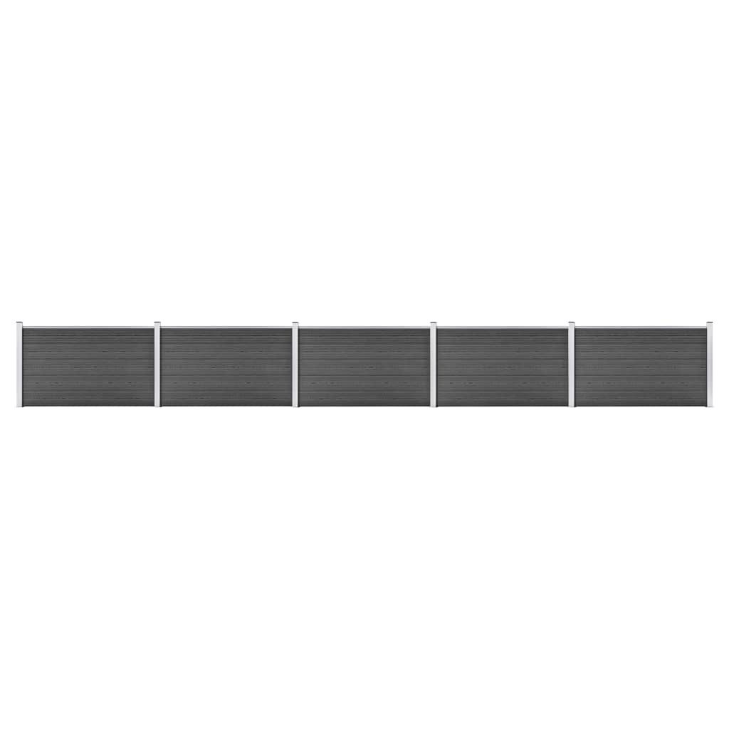 Fence Panel Set WPC 872x105 cm Black - All Things Good
