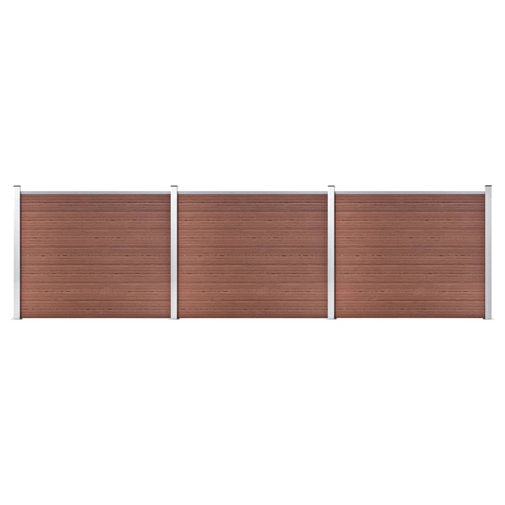 Fence Panel Set WPC 526x146 cm Brown - All Things Good