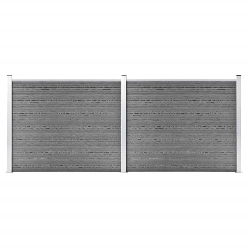 Fence Panel Set WPC 353x146 cm Grey - Merlin Deals