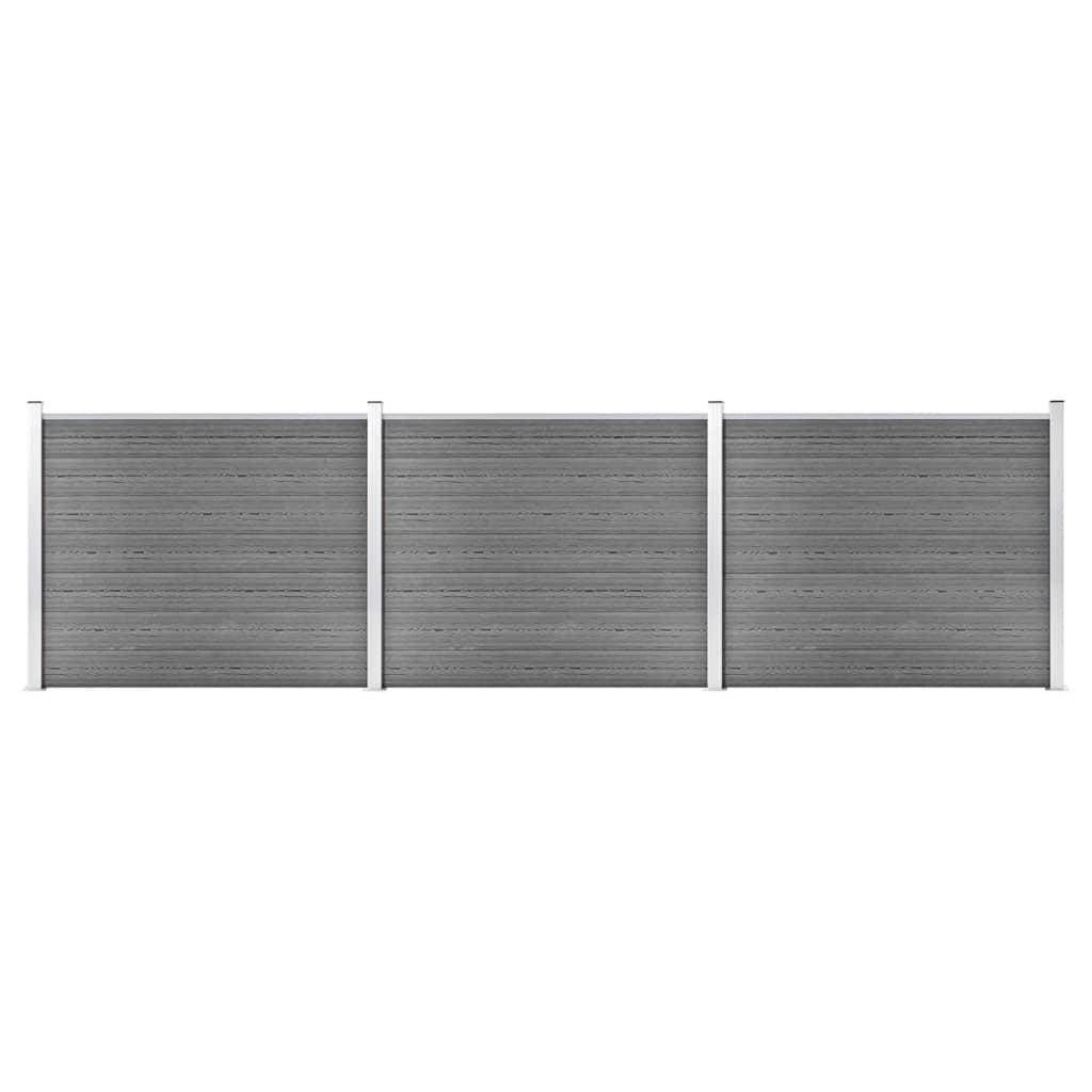 Fence Panel Set WPC 526x146 cm Grey - The Home Maker