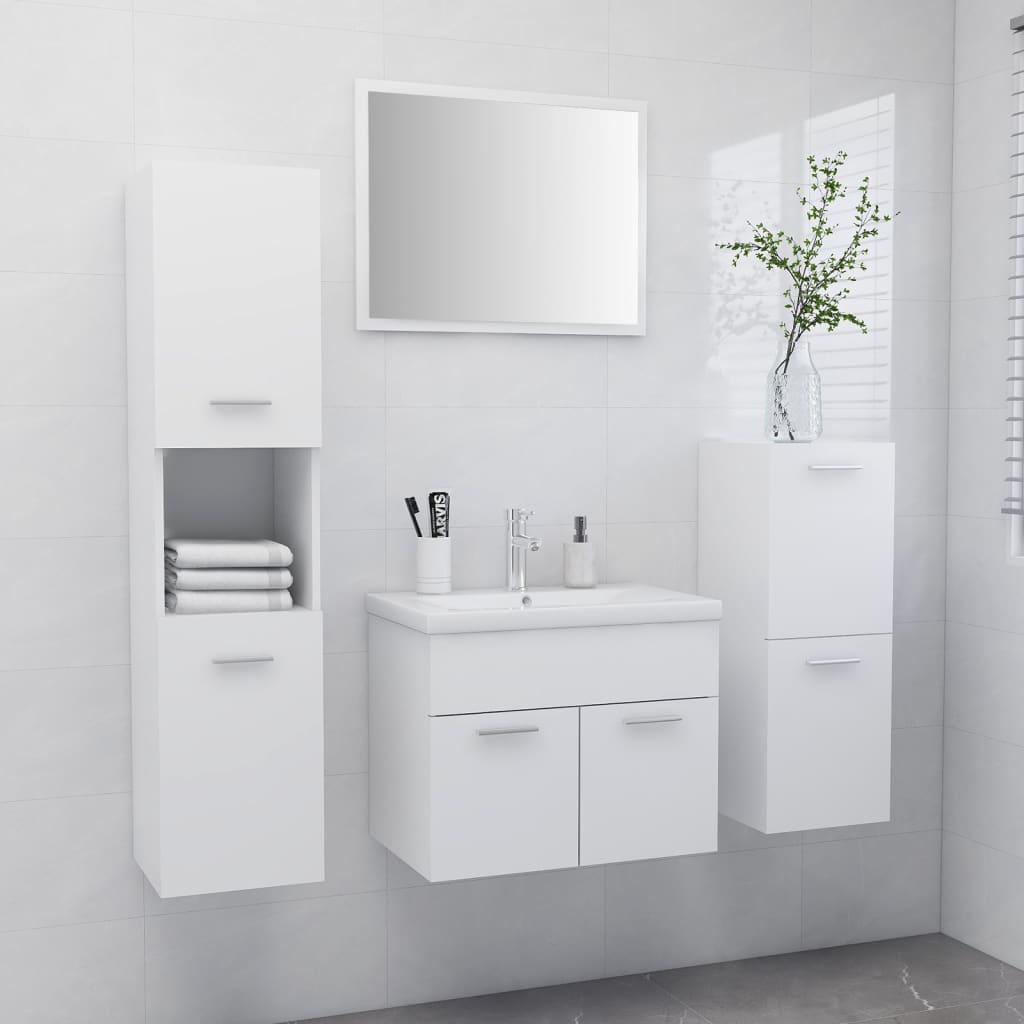 Bathroom Furniture Set White Engineered Wood - Merlin Deals