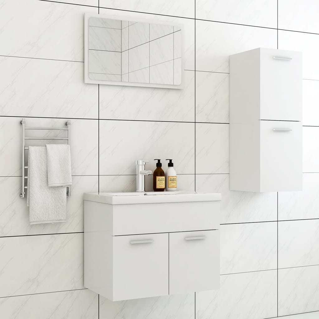 Bathroom Furniture Set White Engineered Wood - R and M Furniture