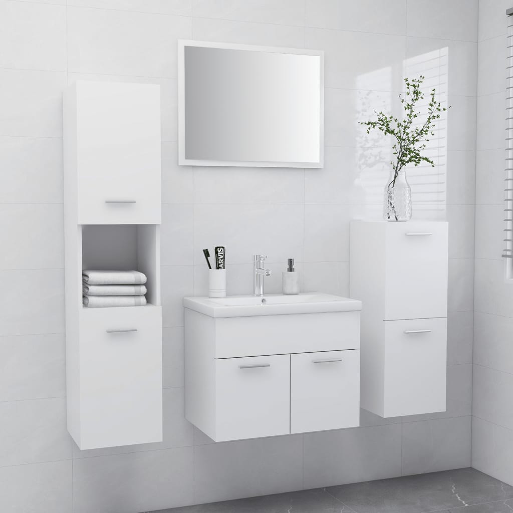 Bathroom Furniture Set White Engineered Wood - The Home Maker