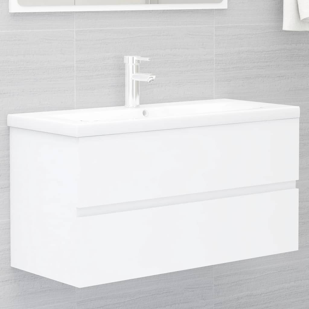 Sink Cabinet with Built-in Basin White Engineered Wood - Direct Imports