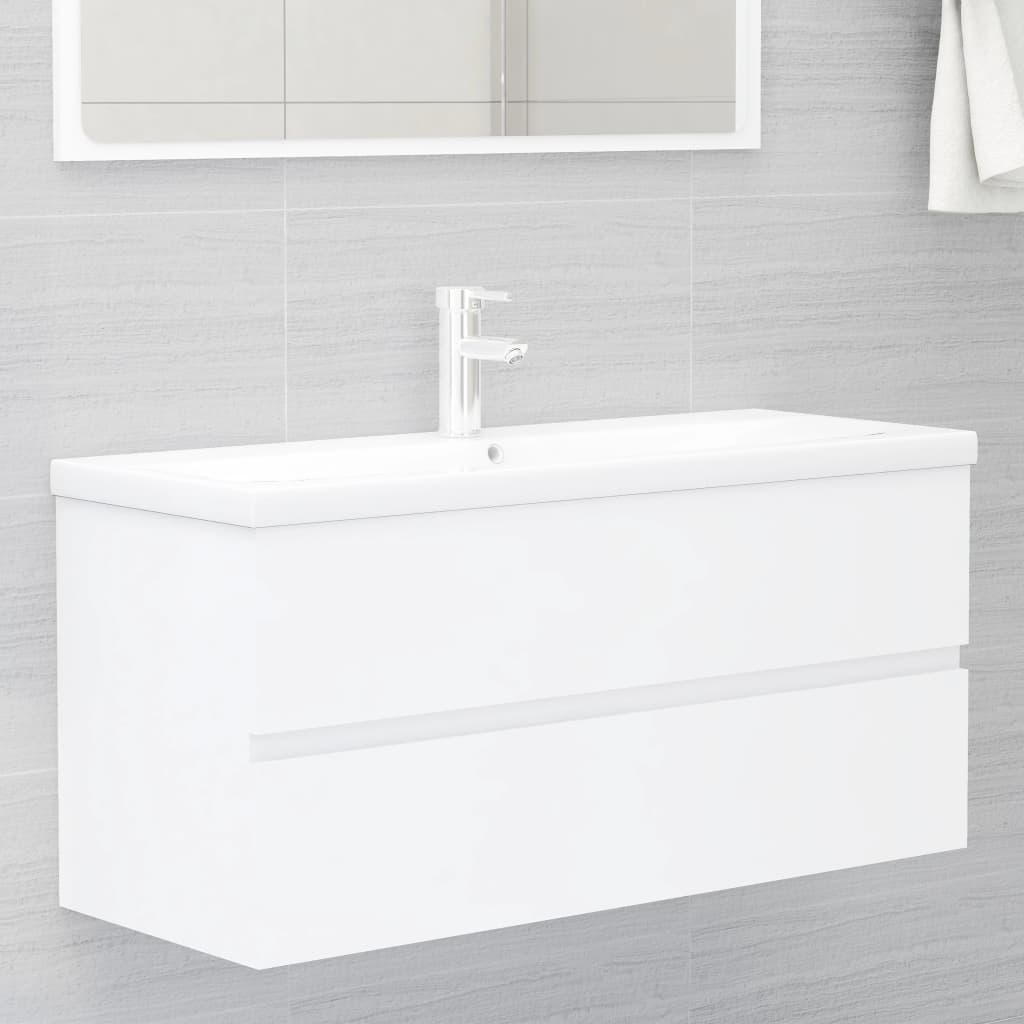 Sink Cabinet with Built-in Basin White Engineered Wood - Style and Chic