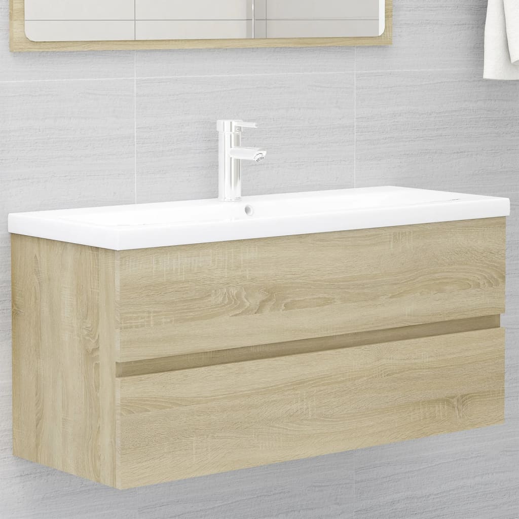 Sink Cabinet with Built-in Basin Sonoma Oak Engineered Wood - Direct Imports